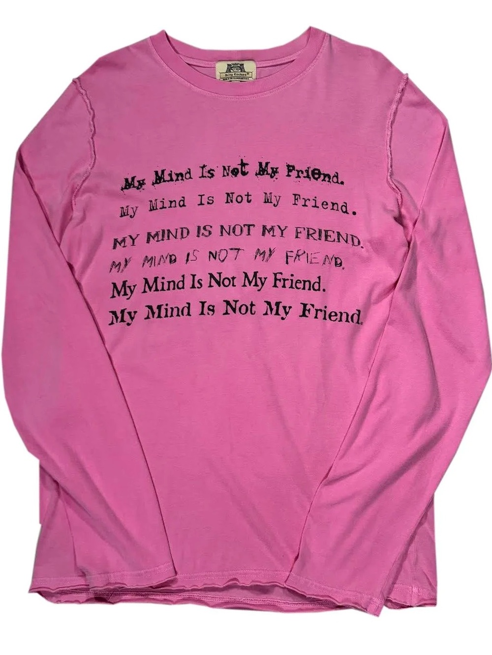 Vintage Juicy Couture My Mind Is Not My Friend Long Sleeve Pink Shirt (Size M)